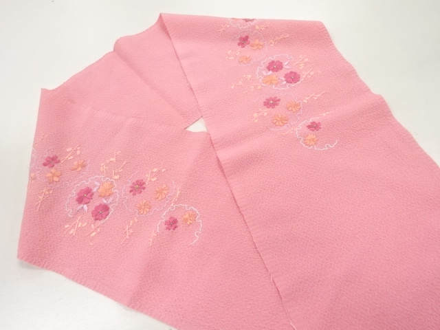 JAPANESE KIMONO / CHIRIMEN FABRIC / SNOWFLAKE / FLORAL EMBROIDERY HANE